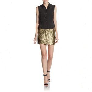 Alice + Olivia Yolanda Gold Metallic Mini Skirt